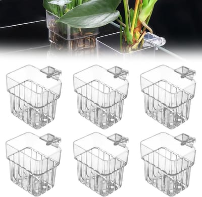 6 stuks aquariumplantenhouders, hangende plantenpotten, aquarium, acryl, transparant, bak, plantenstandaard voor aquaria, voor aquaria, aquaria, aquaponic plantencultuur, aquascape-decoraties