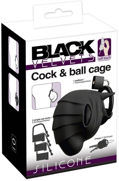 Zwart Velvets Cock & Ball Cage