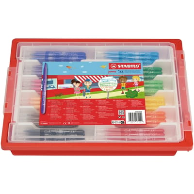 STABILO power - Viltstift - Tot 8 Weken Zonder Dop - Schoolverpakking Met 144 Stuks