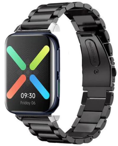 Stalen Smartwatch bandje - Geschikt voor Oppo Watch stalen band - zwart - Strap-it Horlogeband / Polsband / Armband - Oppo 41mm