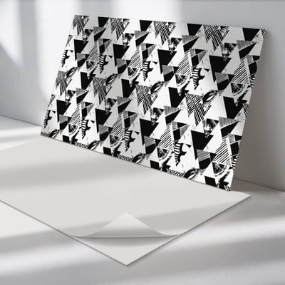 Wallfluent Vinyl Wandpaneel - Driehoeksgeometrie in patronen Wandpaneel PVC - 120 cm x 60 cm - Zwart Vinyl Wandpaneel - Set van 1 - Rechthoekig Wandbekleding Vinyl - Abstractie Wandpaneel - Zelfklevend Wandpaneel - Wandpaneel Keuken en Badkamer