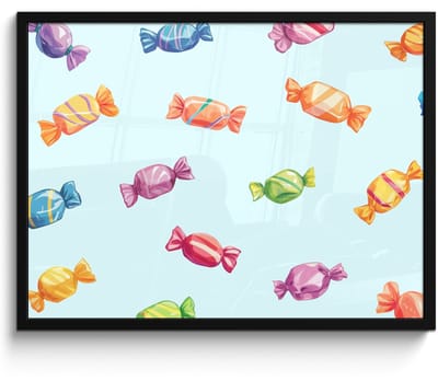 Poster in lijst - Fotolijst 70x50 cm - Posters - Blauw - Patroon - Snoep - Posterlijst zwart - Decoratie - Wanddecoratie woonkamer - Muurdecoratie slaapkamer