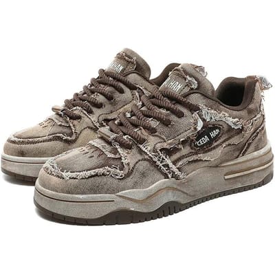 Heren Gepersonaliseerde Denim Retro Mode Skateboard Schoenen Veelzijdige Heren Sport Schoenen Koppel Outdoor 39 bruin