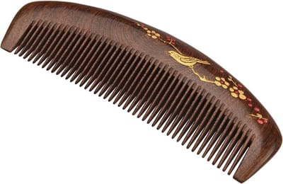 Houten Haarkam - Fijne Tanden Kam - Ontwarren Haar - Natuurlijk Sandelhout - 16.5 x 5.2 cm