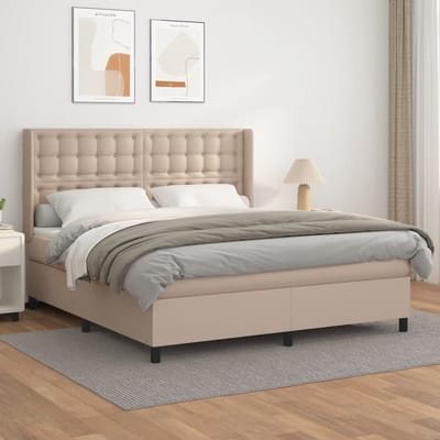 vidaXL - Boxspring - met - matras - kunstleer - cappuccinokleurig - 160x200 - cm
