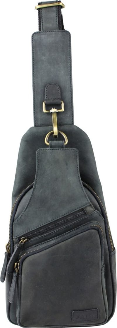 Leren Crossbody Tas Heren Zwart - Crossbodytas Heren Buffelleer - Luxe Slingbag - Herentas Echt Leer - Cadeau Man