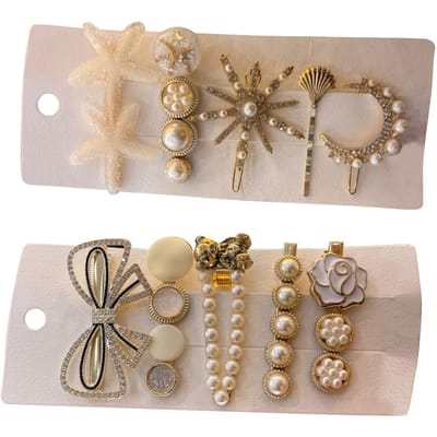 10 stuks Parel Kristal Haarspeld Stijlvol Elegant Decoratief Handgemaakt Ster Zee Haarclip Set voor beige
