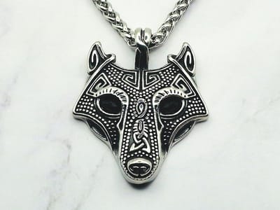 Mei's - Wolf Amulet - ketting heren - Viking - RVS zilver - 70 cm