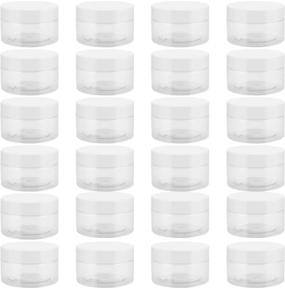 MTTproducts- Plastic Potten 24-Pack - BPA-vrij - Opbergpotten met Deksel - Brede Mond - Lichtgewicht - Stapelbaar