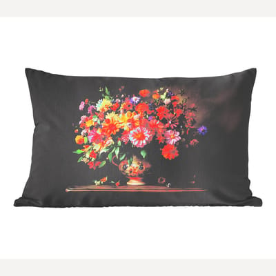 Sierkussens - Kussentjes Woonkamer - 60x40 cm - Kleuren - Boeket - Vaas - Hout