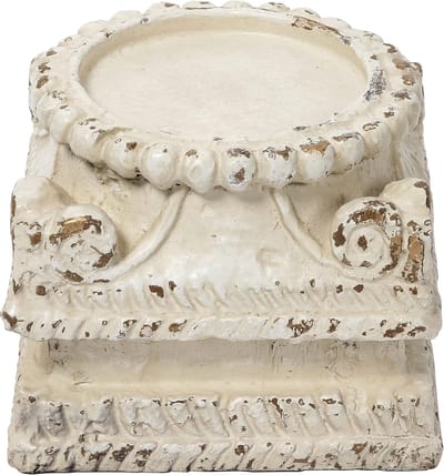 Famanu – Decoratieve kolom voor displays, sokkel voor sculpturen en kleine planten, verouderd wit, ideaal voor kaarsen en decoratie