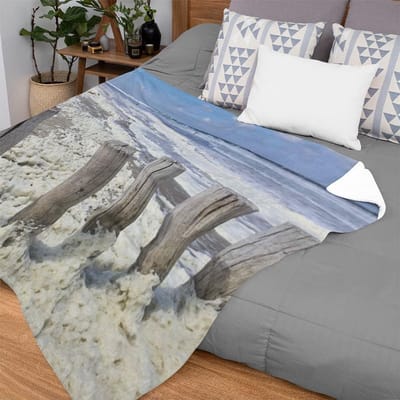 Grote Fleece Plaid Deken 200x150 cm - Zacht Flanel Strandkust Nederland Thema - Woonaccessoire