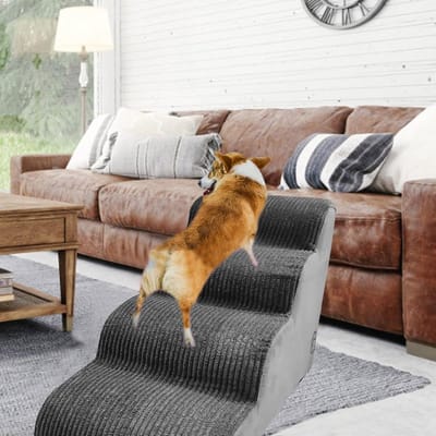 Dog Stairs for Bed | 4 Layer High Density Foam Stair for Sofa | Indoor Flexible Cat Ramp High Bed, Removable and Washable Training Ladder Puppies