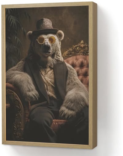 Wandlamp 40x60 cm - Oplaadbaar - Ijsbeer - Hoed - Bril - Stoel - Wandlampen binnen woonkamer - Slaapkamer lamp - Decoratieve nachtlamp - Vloerlamp draadloos