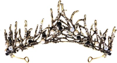 Elegante Zwarte Kroon voor Vrouwen, Barokke Bruidstijl voor Speciale Gelegenheden en Trouwen, Luxe Accessoire voor Feestjes