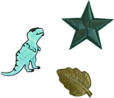 Dinosaurus Dino Thema - Ster - Groen Set - strijk embleem - patch - patches - stof & strijk applicatie