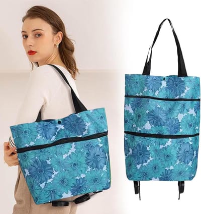 Vouwbare winkelwagentje met opvouwbare tas van Oxford stof - Handige trolley met wielen voor boodschappen en winkelen