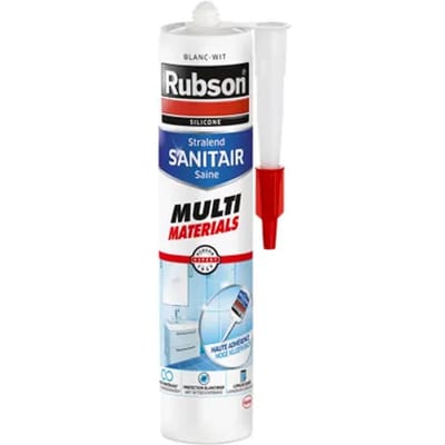 Rubson Sanitair Kit Multi-Materials Wit 280 ml – Siliconenkit voor Badkamer – Schimmelbestendig & Waterdicht – Voor Douche, Bad & Sanitair Afdichting