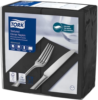 Tork 509421 textured dinnerservet zwart 38x39 cm 2-laags 1000 stuks (509421)