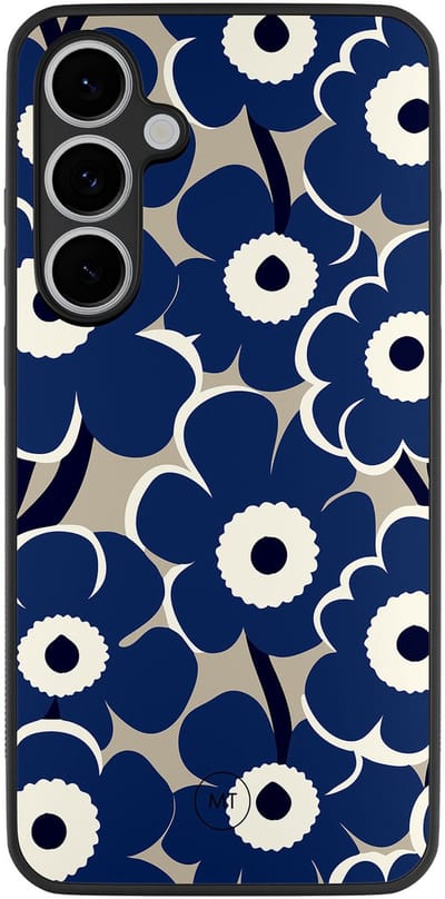 Hoesje geschikt voor Samsung Galaxy S24 FE - Abstract bloom - TPU Hard Case Backcover - Blauw - Mooie Telefoonhoesjes