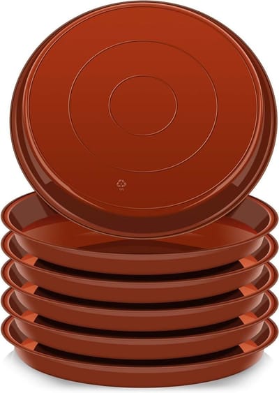 Set van 6 Plastic Plant Coasters 30 cm - Zwart - Perfect voor Binnen en Buiten Planten, Bescherming en Decoratie