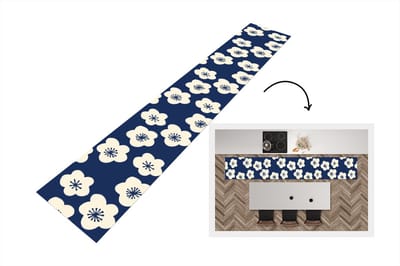 Keukenloper 300x50 cm - Keukenmat vinyl Sakura - Wit - Patroon - Japan - Keukenmatten loper - Keuken vloerkleed tapijt