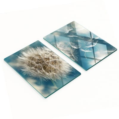 Decoratieve glazen serveerplankjes voor snacks, paardenbloemmotief, 2x40x52 cm