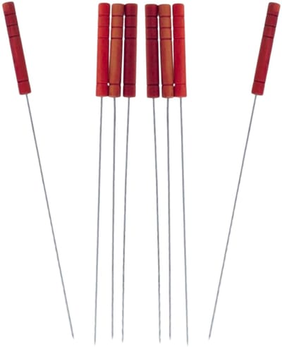 Gerimport Barbecue spiezen - BBQ vleespennen - 8x stuks - houten handvat - metaal - 30 cm