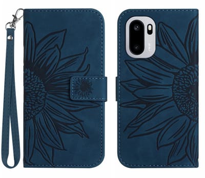 Coverup Hoesje - Geschikt voor OnePlus 15R Hoesje - Coverup Zonnebloem Book Case met Koord - Blauw