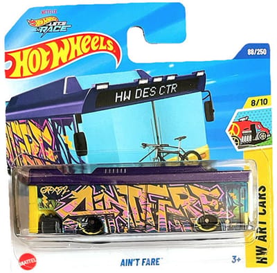 HOT WHEELS AIN'T FARE BUS AINT PURPER 88/250 HW ART CARS 8/10