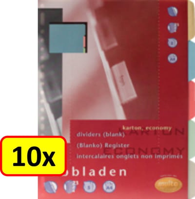 10 x Tabbladen Multo Economy - A4 - karton - 5delig - 23gaats -assorti