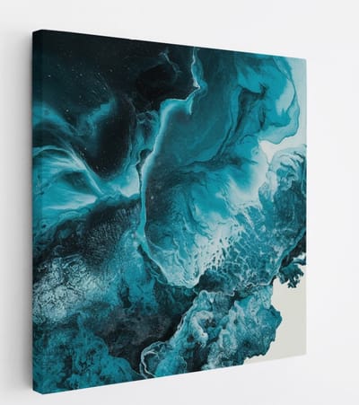 Saammp Canvas Schilderij - Blauwe golfen - Abstract - 20x20 - Foto op canvas - Wanddecoratie - Muurdecoratie Woonkamer - Slaapkamer decoratie - Canvas Print
