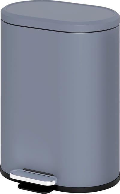 Keukenafvalbak 6 l - metalen pedaalafvalbak met binnenemmer - deksel met soft-close - 24,5 x 21,5 x 29,5 cm - grijs