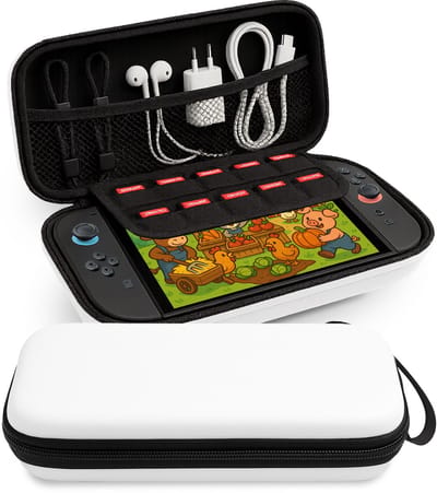 Hoes Geschikt voor Nintendo Switch 2 Case Hoesje Met Koord - Bescherm Hoes Geschikt voor Nintendo Switch 2 Hoes Hard Cover - Wit