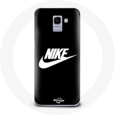 Hoesje voor Samsung Galaxy A6 2018 Nike Logo wit Zwarte achtergrond