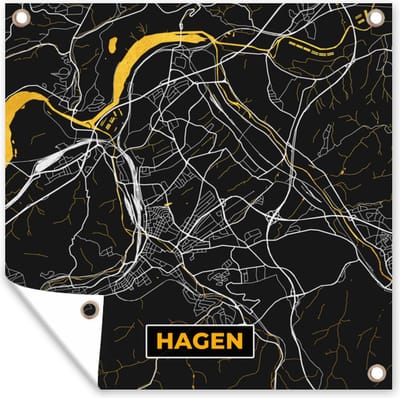 Tuin poster Hagen - Duitsland - Plattegrond - Goud - Stadskaart - Kaart - 200x200 cm - Tuindoek