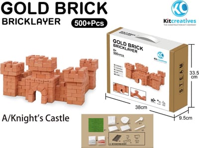 Bouwpakket STEAM DIY Ridderkasteel Groot- Steen- zelf steentjes maken en bouwen