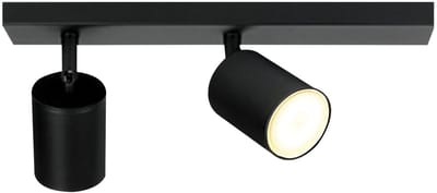 Glitzerlife - Plafondspot Plafondlamp - 2xGU10 fitting - draaibare opbouwspots 350° - moderne metalen Opbouwspot - richtbare plafondverlichting voor keuken en slaapkamer - Ø30cm - Zwart