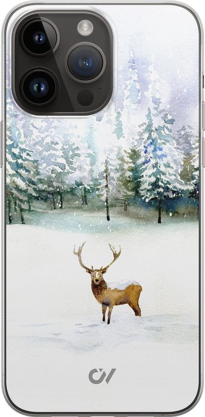 Hoesje geschikt voor Apple iPhone 14 Pro Max - Rendier - - Wit - Apple - Casevibes