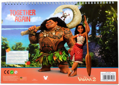 Disney Vaiana Together Again A/4 spiraalschetsboek met 40 vellen en sticker