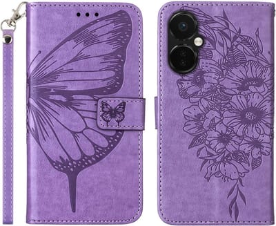 Coverup Hoesje - Geschikt voor OnePlus Nord CE 3 Lite 5G Hoesje - Coverup Vlinder Book Case - Paars
