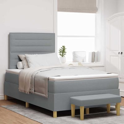 vidaXL - Boxspring - bed - met - hoofdeinde - Lichtgrijs - 190 - x - 120 - cm - Stof