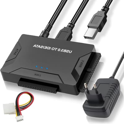 USB 3.0 naar IDE/SATA Hard Drive Adapter voor 2.5" en 3.5" HDD, 5Gbps Overdrachtssnelheid, Compatibel met Windows en Linux met Aan/Uit Schakelaar