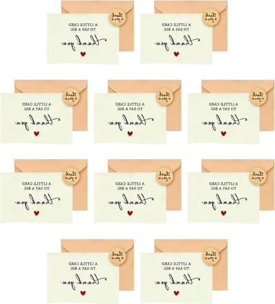 Bedankkaarten met Enveloppen - Dankbetuigingskaarten Wenskaarten - Dankbaarheid Uiten - Inclusief Stickers - 10 stuks - Wit