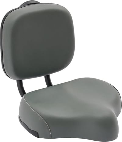 Fietszadel met rugleuning - Breed comfortzadel - Comfortabel fietsen - Verstelbare rugsteun - 30 x 25 cm - Grijs