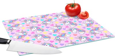 Glazen Snijplank - 39x28 - Eenhoorn - Regenboog - Patronen - Snijplanken Glas