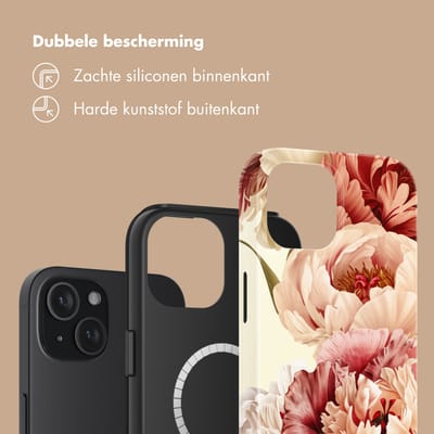 Selencia Hoesje - Geschikt voor Apple iPhone 15 - Backcover geschikt voor MagSafe - Vintage Peony