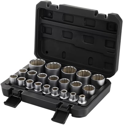 Dailygoods- Dopsleutelset 21-delig - 12-punts Sleutels - 8-36 mm - Hoogwaardig Staal - Robuust Ontwerp - Uitstekende Grip - Sleutelset