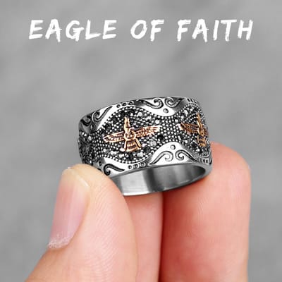 Oud Historisch Perzië Zarathustra Roestvrij Staal Mannen Ringen Luxe Punk HipHop voor Motorrijder Sieraden Creativiteit Cadeau 10 gray