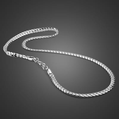 100% massief 925 sterling zilveren gedraaide Singapore-ketting 22 inch 6 mm voor vrouwen en mannen Nieuwe doe-het-zelf lange ketting voor mannensieraden 50CM gray